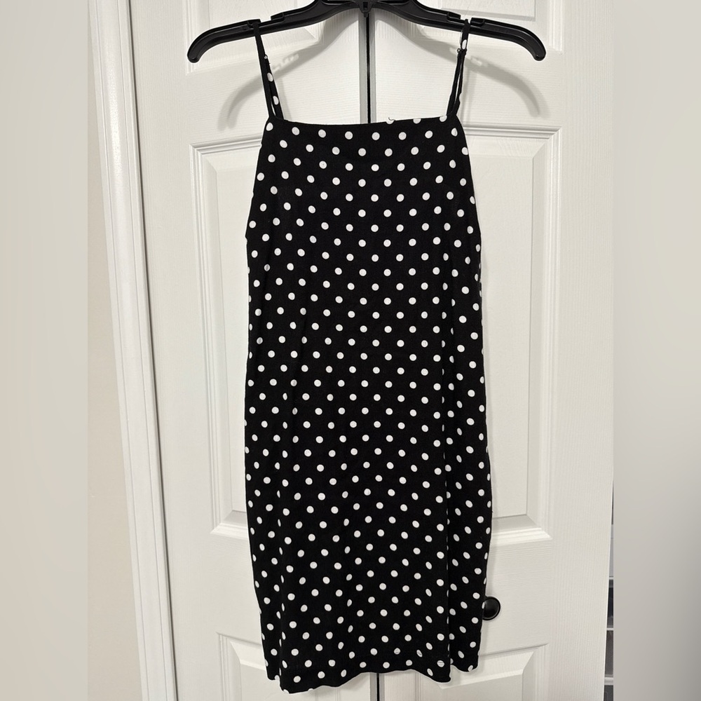 Monteau Black Dress with White Polka Dots
